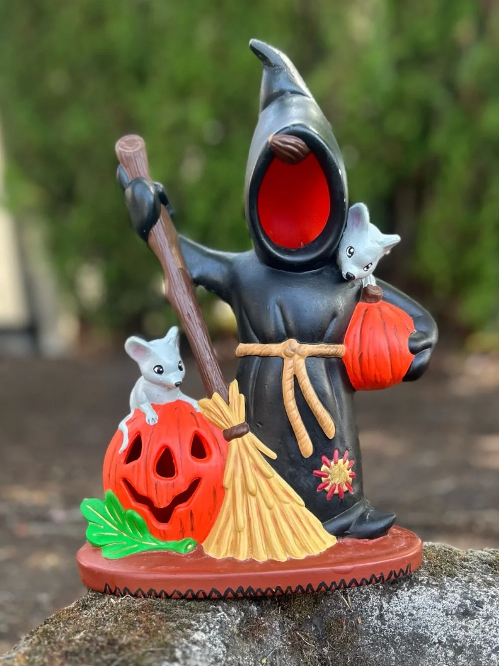 Halloween Pumpkin Ghost Mouse Lamp 12”